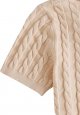Women's Button Front Short Sleeve Cable Knit Crop Top Pullover Sweater