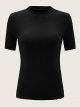 Women's Casual Basic Mock Neck Short Sleeve Rib Knit Tee Top
