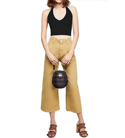 Women's Cropped Halter Top V Neck Cropped Tank Top Sleeveless Backless Top
