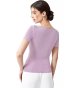 Women's Short Sleeve Square Neck Ruched Tee Top Ribbed Slim Fitted T Shirt